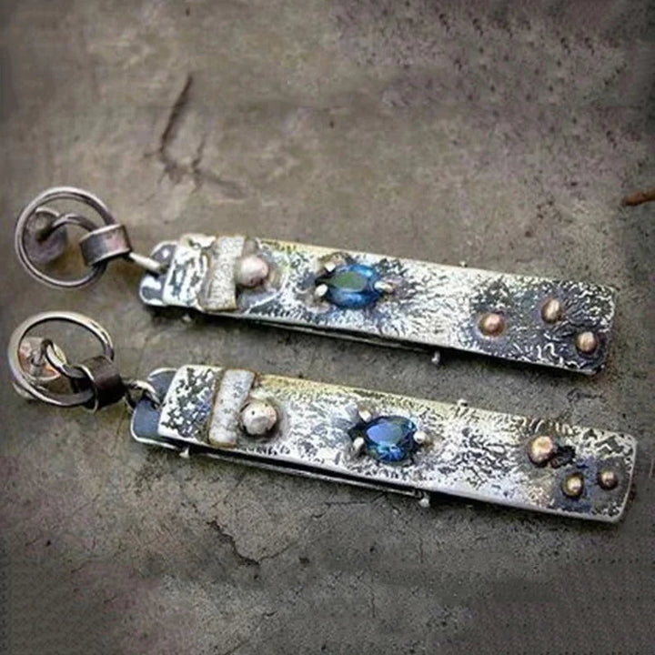 Boucles d'oreilles artisanales en pierre bleue