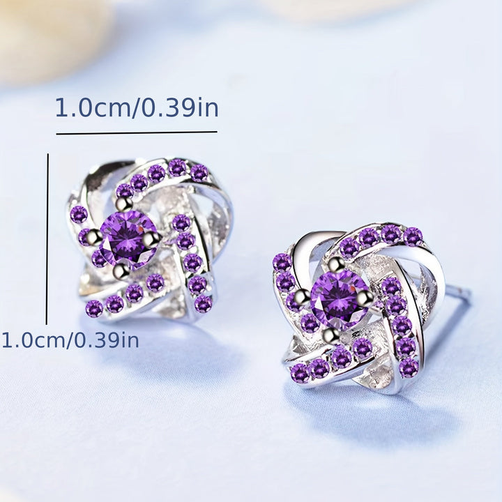 Boucles d'oreilles Violet en Trèfle à Quatre Feuilles