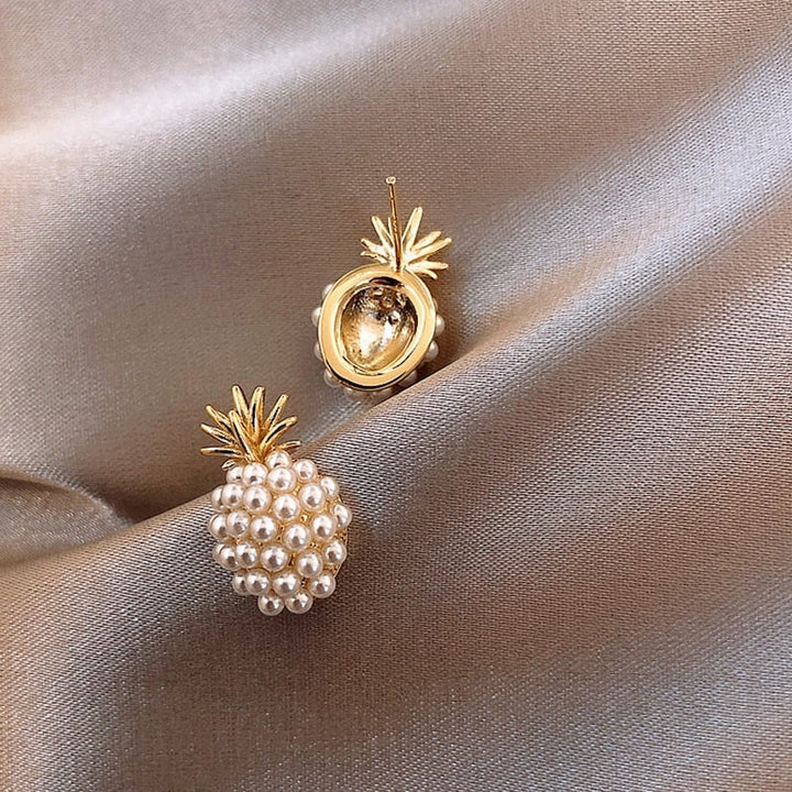 Boucles d'oreilles tropicales en forme d'ananas avec perles intégrées