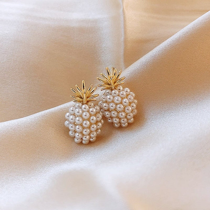Boucles d'oreilles tropicales en forme d'ananas avec perles intégrées