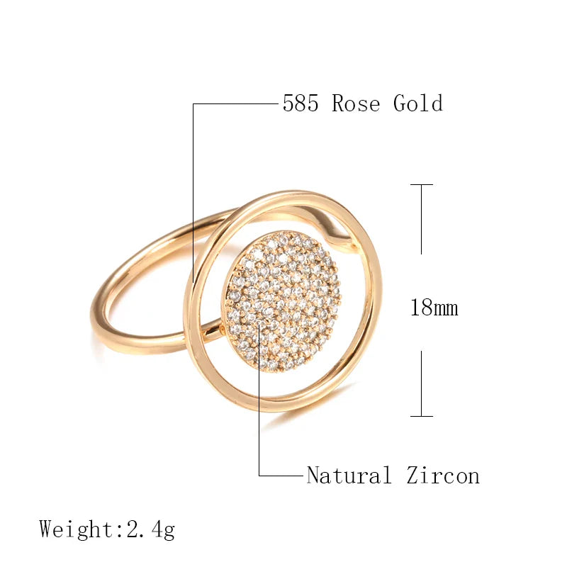 Bague en or rose 585 pour femmes, revêtue entièrement de zirconium unique