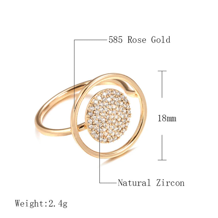 Bague en or rose 585 pour femmes, revêtue entièrement de zirconium unique
