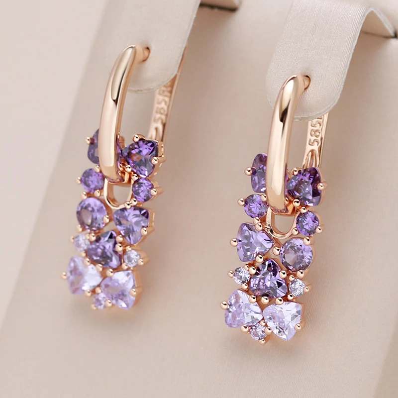 Élégantes Boucles d'oreilles Lila