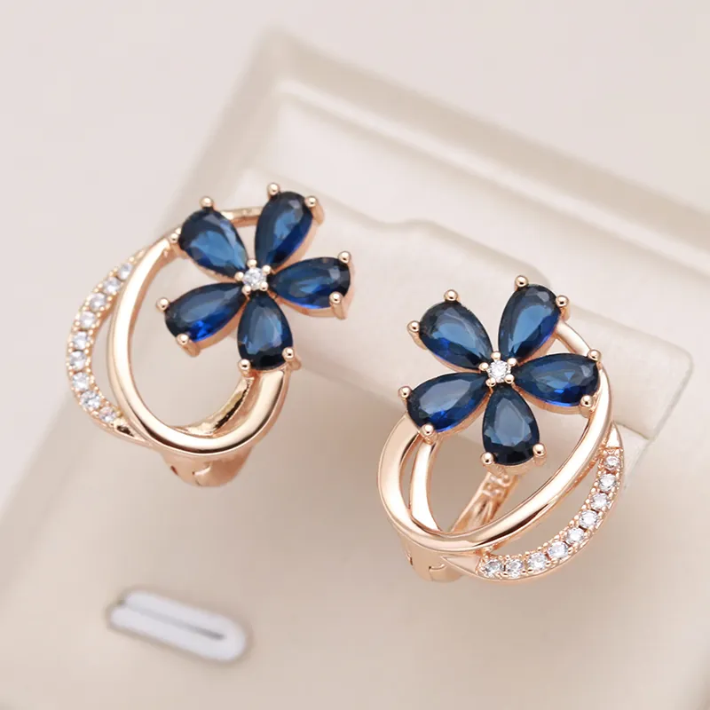 Boucles d'oreilles Élégantes en Cristal Bleu Daisy